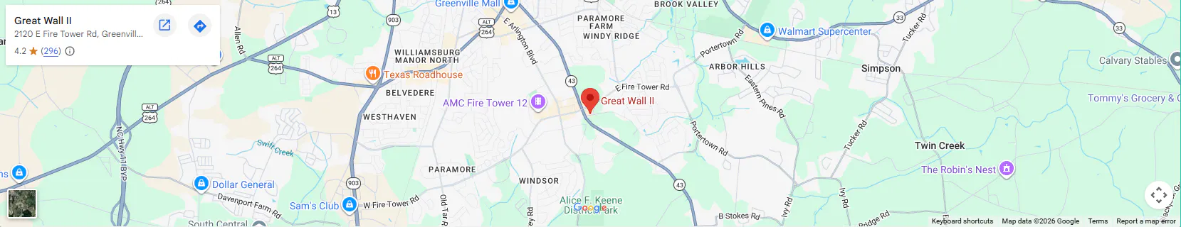 Location 2120 E Fire Tower Rd, Greenville, NC 27858